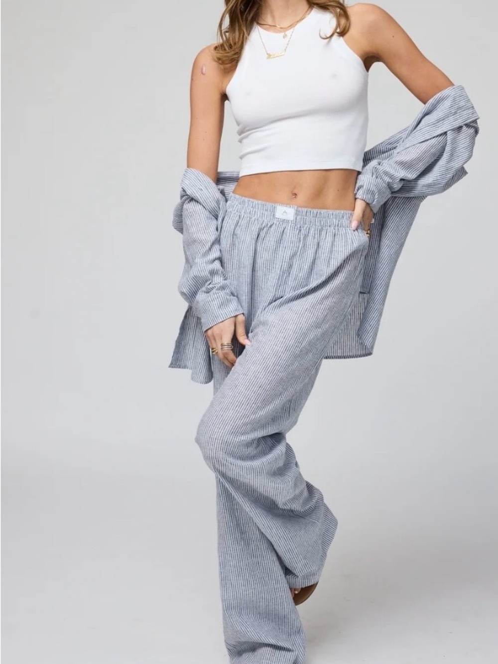 Stillwater The linen striped boxer pant